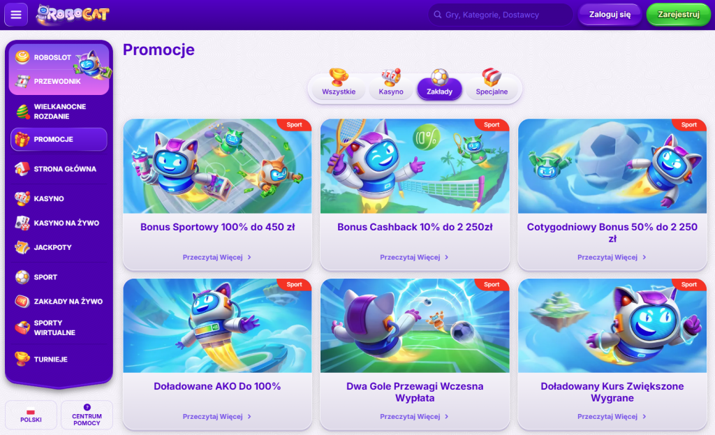 Bonusy i Promocje Sportowe w RoboCat Casino