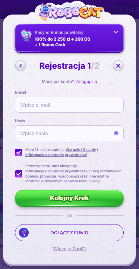 Jak zarejestrować konto w RoboCat?