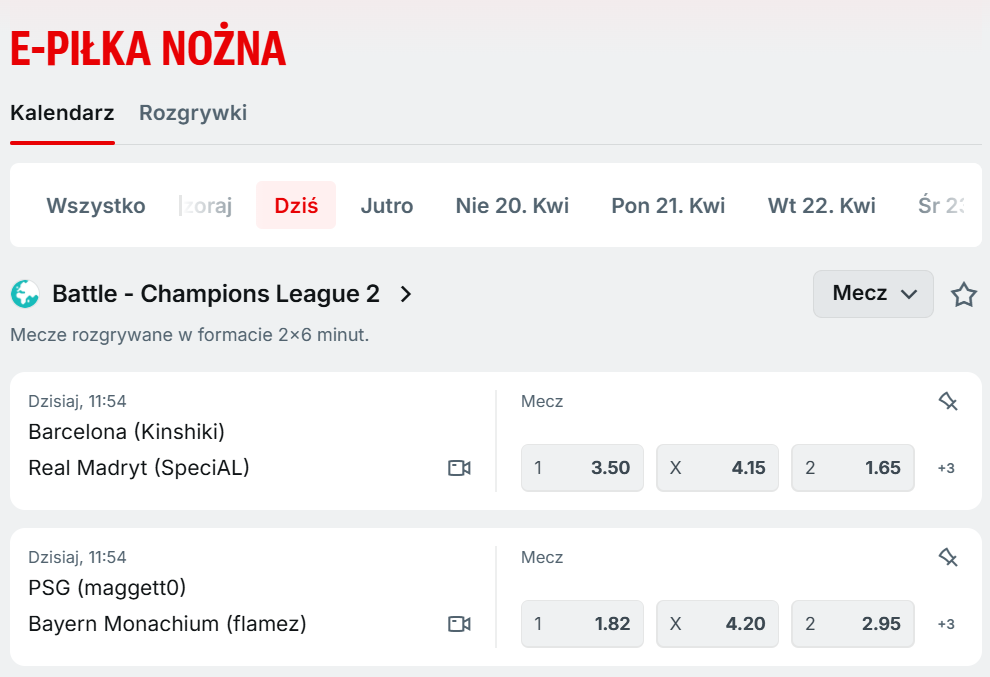 Wirtualne sporty na stronie buka